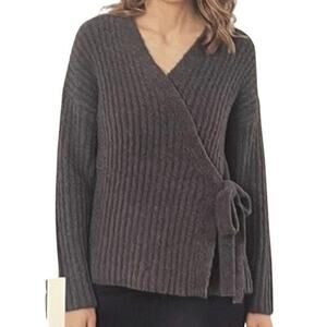 SERRA cozy lounge true wrap chunky ribbed knit oversized sweater NWOT sz M